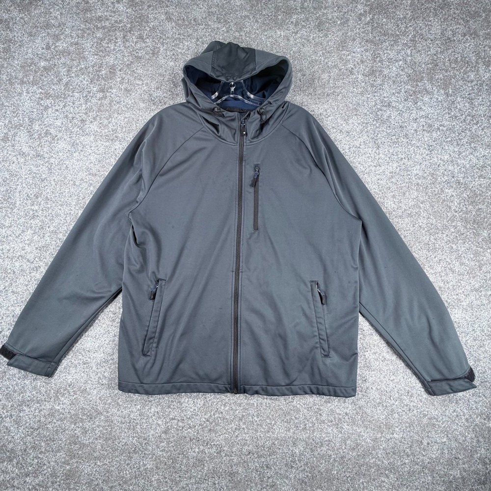 32 Degrees Cool Jacket Mens Gray Raglan Sleeve Waterproof Hooded Full Zip Winter